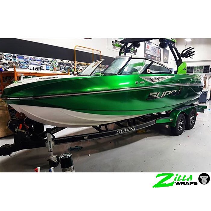 Supra Boat Wrapped in Avery SW Gloss Radioactive Green viny