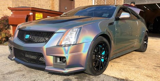 Cadillac Ctsv wrapped in 3M ColorFlip Psychedelic shade shifting vinyl