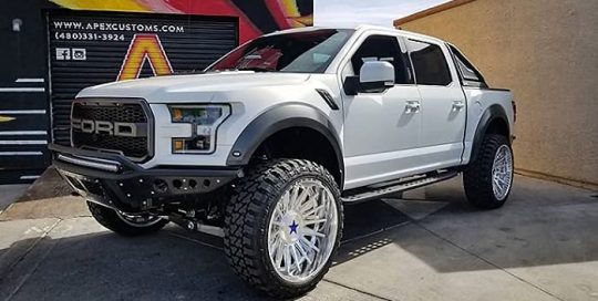 Ford Raptor wrapped in 3M 1080 Satin Ghost Pearl vinyl