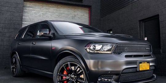 Dodge Durango wrapped in Avery SW Satin Black and Gloss Black vinyls