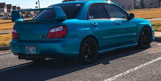 Subaru Wrx wrapped in 3M 1080 Gloss Atomic Teal Vinyl