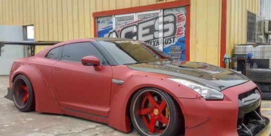 Nissan Gtr wrapped in 3M 1080 Matte Red Metallic vinyl