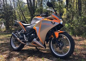 Honda Cbr wrapped in 3M 1080 Matte Gray Aluminum & Gloss Bright Orange vinyls