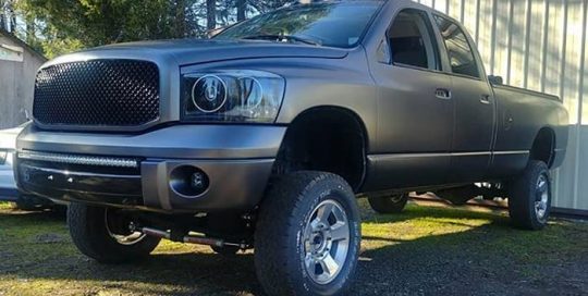 Dodge Ram wrapped in 3M 1080 Satin Dark Gray vinyl