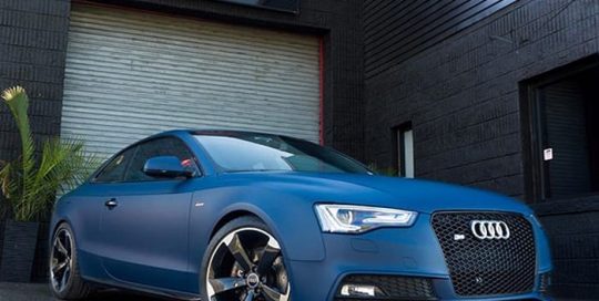 Audi S5 wrapped in 3M 1080 Matte Indigo Blue vinyl