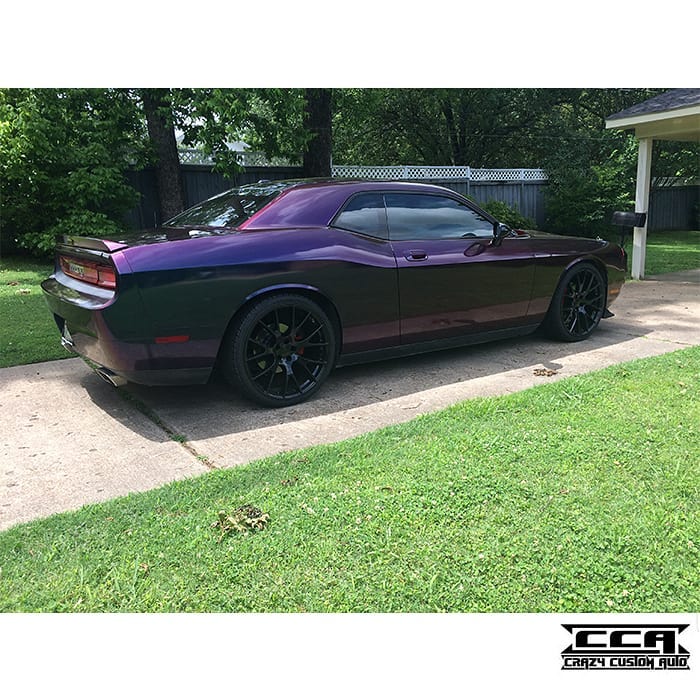 Dodge Challenger wrapped in 3M 1080 ColorFlip Deep Space Blue/Bronze/Purple shade shifting vinyl
