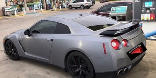 Nissan GTR wrapped in 3M 1080 Brushed Steel vinyl