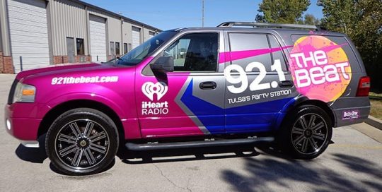 Ford Explorer wrapped in M 1080 Gloss Fierce Fuchsia, Blue Raspberry, and Anthracite, with custom printed IJ180C vinyls