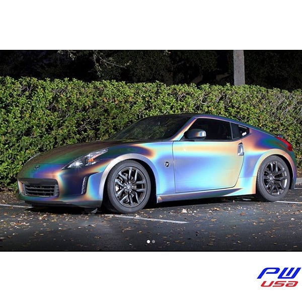 Nissan 370z wrapped in 3M ColorFlip Psychedelic shade shifting vinyl