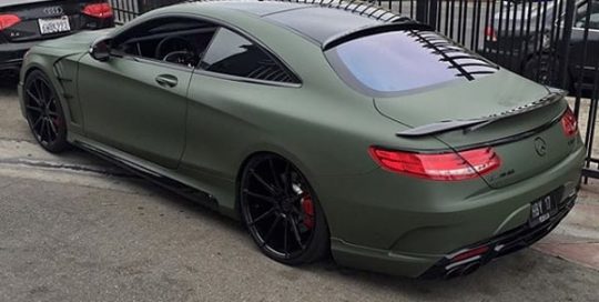 Mercedes Benz S63 wrapped in 3M 1080 Matte Military Green vinyl