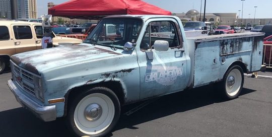 Chevrolet Truck wrapped in custom printed rust on Avery 1105EZRS vinyl