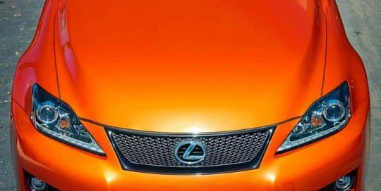 Lexus Isf wrapped in 3M 1080 Gloss Fiery Orange vinyl