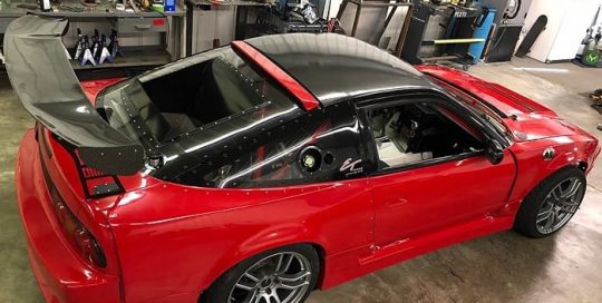 Nissan 240sx wrapped in Avery SW Gloss Carmine Red vinyl