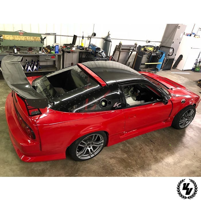 Nissan 240sx wrapped in Avery SW Gloss Carmine Red vinyl
