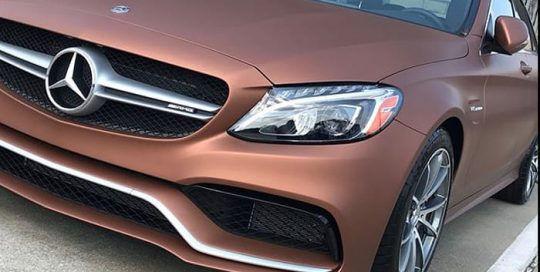 Mercedes Benz C63 wrapped in Avery SW Matte Brown Metallic vinyl