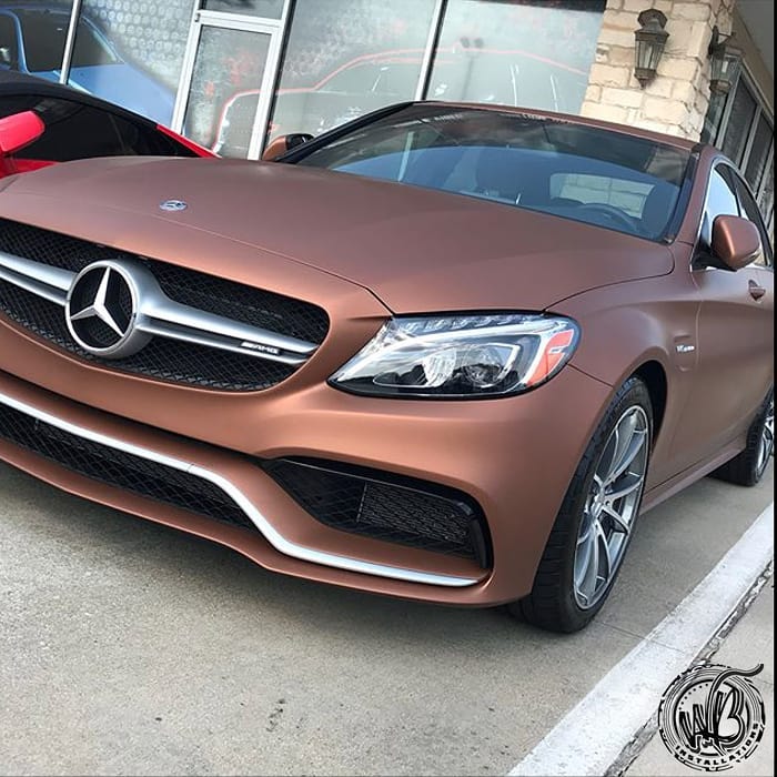 Mercedes Benz C63 wrapped in Avery SW Matte Brown Metallic vinyl