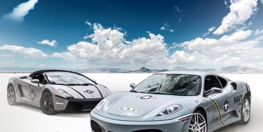 Ferrari F430 wrapped in 3M 1080 Satin Battleship Gray and Lambo Gallardo in 3M 1080 Matte Gray Aluminum vinyls