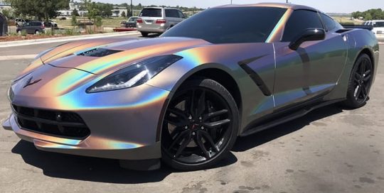 Chevrolet Corvette wrapped in 3M ColorFlip Psychedelic shade shifting vinyl
