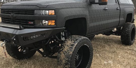 Chevrolet Silverado Z71 wrapped in 3M 1080 Shadow Black vinyl