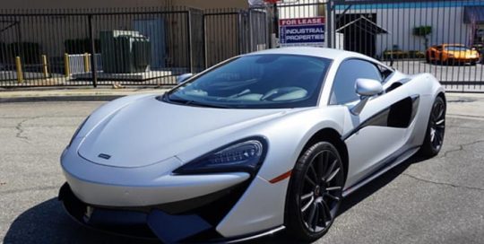 Mclaren 570s wrapped in 3M 1080 Satin White Aluminum vinyl