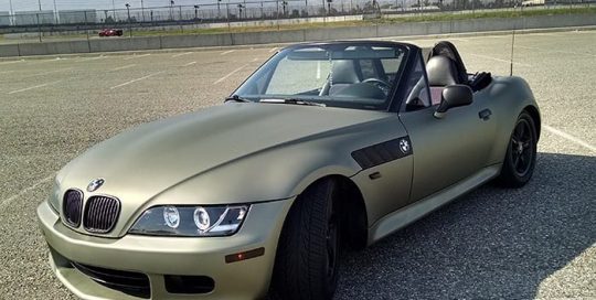 Bmw wrapped in Avery SW Matte Midnight Sand Metallic vinyl