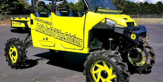 Polaris wrapped in 3M Satin Neon Fluorescent Yellow vinyl
