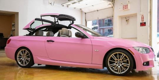 Bmw 3Series wrapped in Avery ColorFlow Satin Bubblegum Pink vinyl