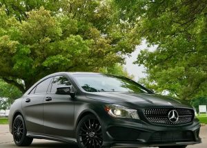 Mercedes Benz wrapped in 3M 1080 Satin Black vinyl