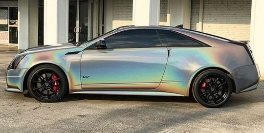 Cadillac Ctsv wrapped in 3M ColorFlip Psychedelic shade shifting vinyl