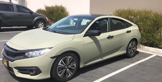 Honda Civic wrapped in Avery SW Matte Khaki Green vinyl