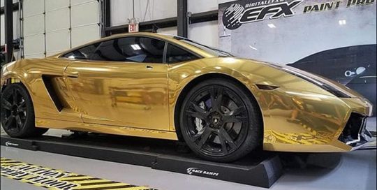 Lamborghini Gallardo wrapped in Avery SW Gold Chrome vinyl