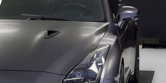 Nissan GTR wrapped in 3M 1080 Satin Dark Gray vinyl