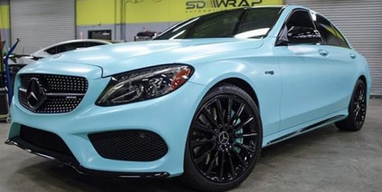 Mercedes Benz wrapped in 3M 1080 Satin Key West vinyl