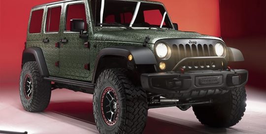 Jeep Wrangler wrapped in the new 3M 1080 Shadow Military Green vinyl