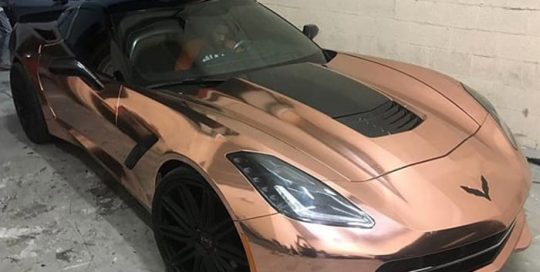 Chevrolet Corvette wrapped in Avery SW Rose Gold Chrome vinyl