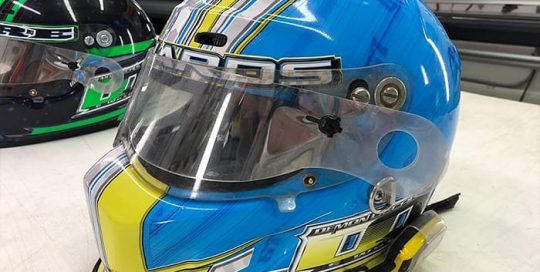 Helmet wrapped in custom printed Oracal 3951RA vinyl