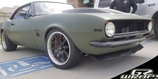 Chevrolet wrapped in 3M 1080 Matte Military Green and Satin Black vinyls