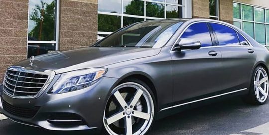 Mercedes Benz wrapped in 3M 1080 Satin Dark Gray vinyl