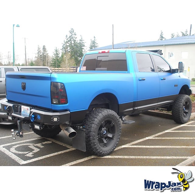 Dodge Ram wrapped in 3M 1080 Matte Blue Metallic & Satin Black vinyls