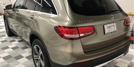 Mercedes GLC300 wrapped in Orafol 970RA Gloss Zinc Metallic vinyl