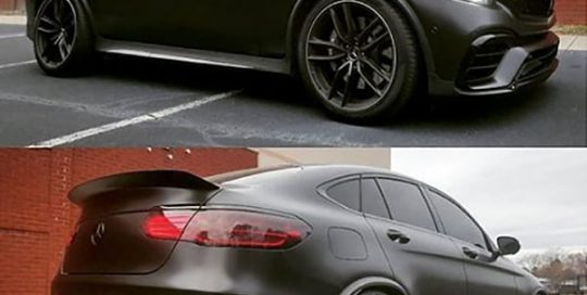Mercedes Benz GLC3 wrapped in Avery SW Satin Black vinyl