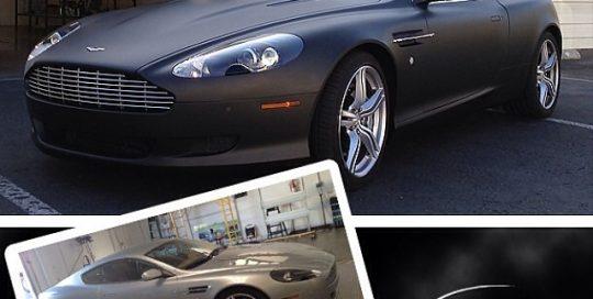 Aston Martin wrapped in from silver to 1080 Matte Black