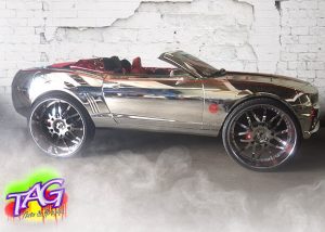 Chevrolet Camaro wrapped in Avery Conform Silver Chrome