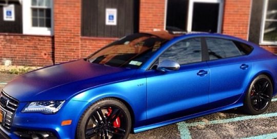 Audi S7 wrapped in Matte Blue Metallic