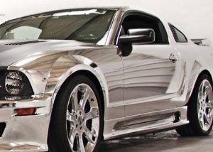 Ford Mustang wrapped in Avery Conform Chrome