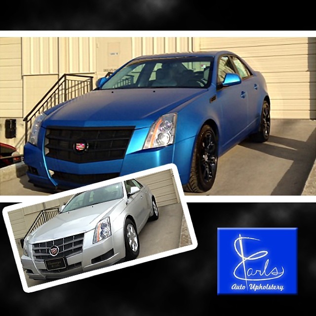 Cadillac CTS wrapped in 1080 Matte Blue Metallic vinyl