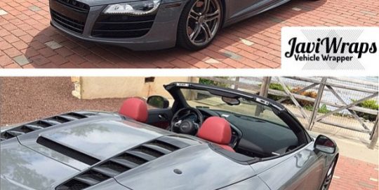 Audi R8 wrapped in Avery SW Gloss Dark Grey vinyl