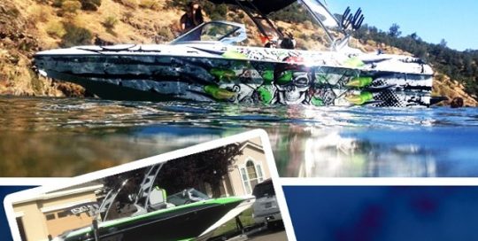 Boat wrapped in Avery 1005 vinyl