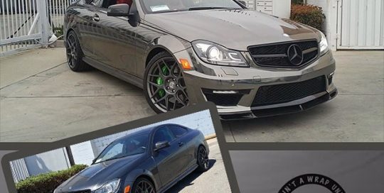 Mercedes Benz C63 wrapped in Avery Black Chrome vinyl