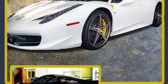 Ferrari wrapped in Gloss White vinyl